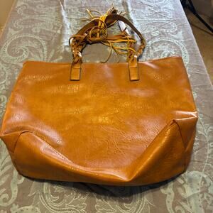 WEIMEIBAIGE Caramel Leather Tote Soft Shoulder Braided Strap Boho Hobo Large